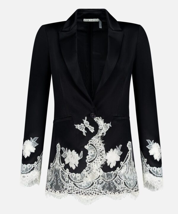 Breann Cutaway Lace Long Fitted Blazer