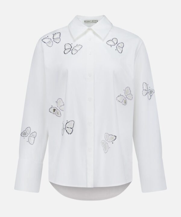 Finely Embellished Button Down with Cutouts