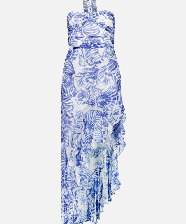 Marabou Shell Print Halter Dress