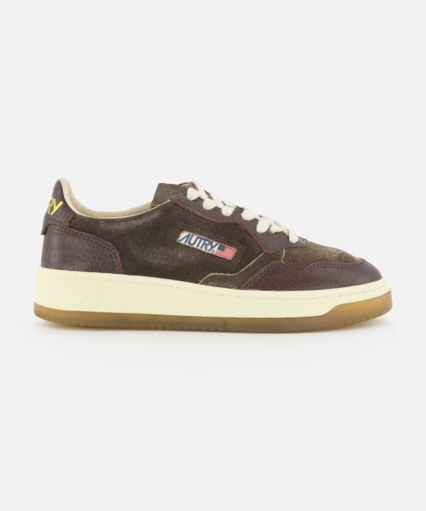 Medalist Low Suede Sneaker with Croco-effect