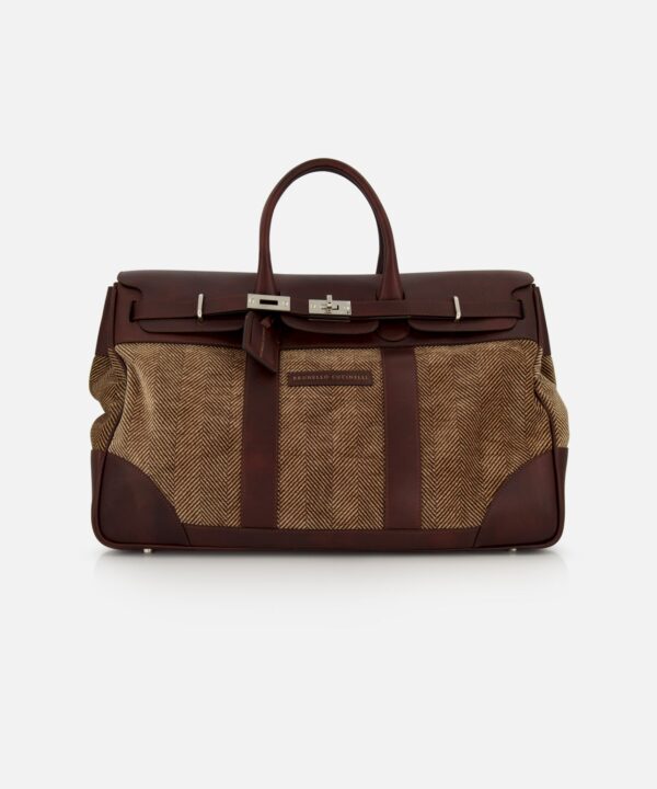 Brunello Cucinelli Travel Duffle Bag with Chevron-effect