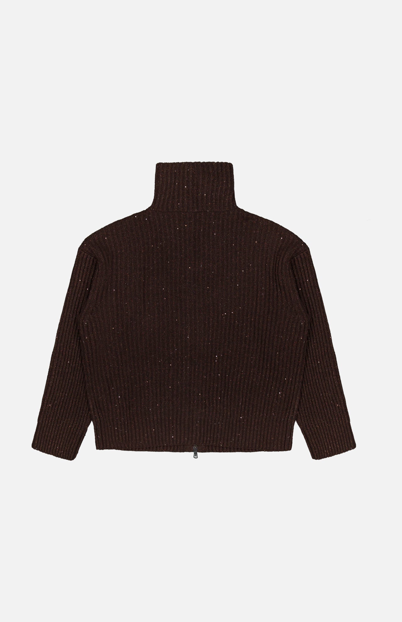 Cashmere Double Shiny Rub Zip Cardigan Sweater - Image 3