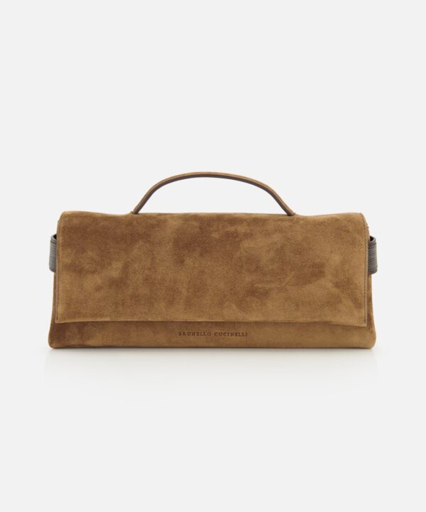Brunello Cucinelli Essence Suede Top Handle Clutch