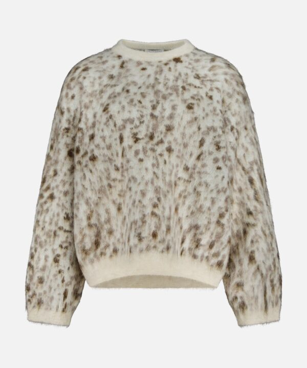 Jacquard Mohair Knitted Long Sleeve Sweater