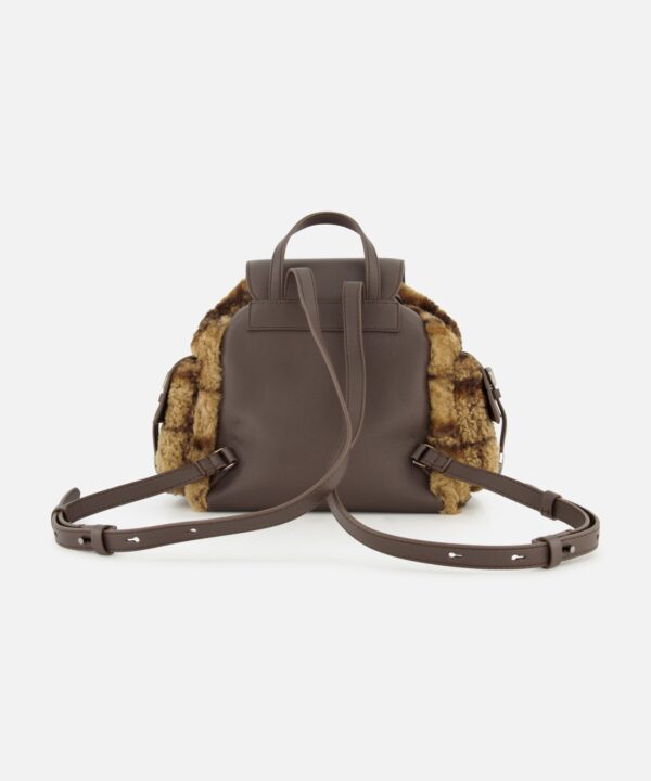 Brunello Cucinelli Tartan Curly Shearling Backpack - Image 3