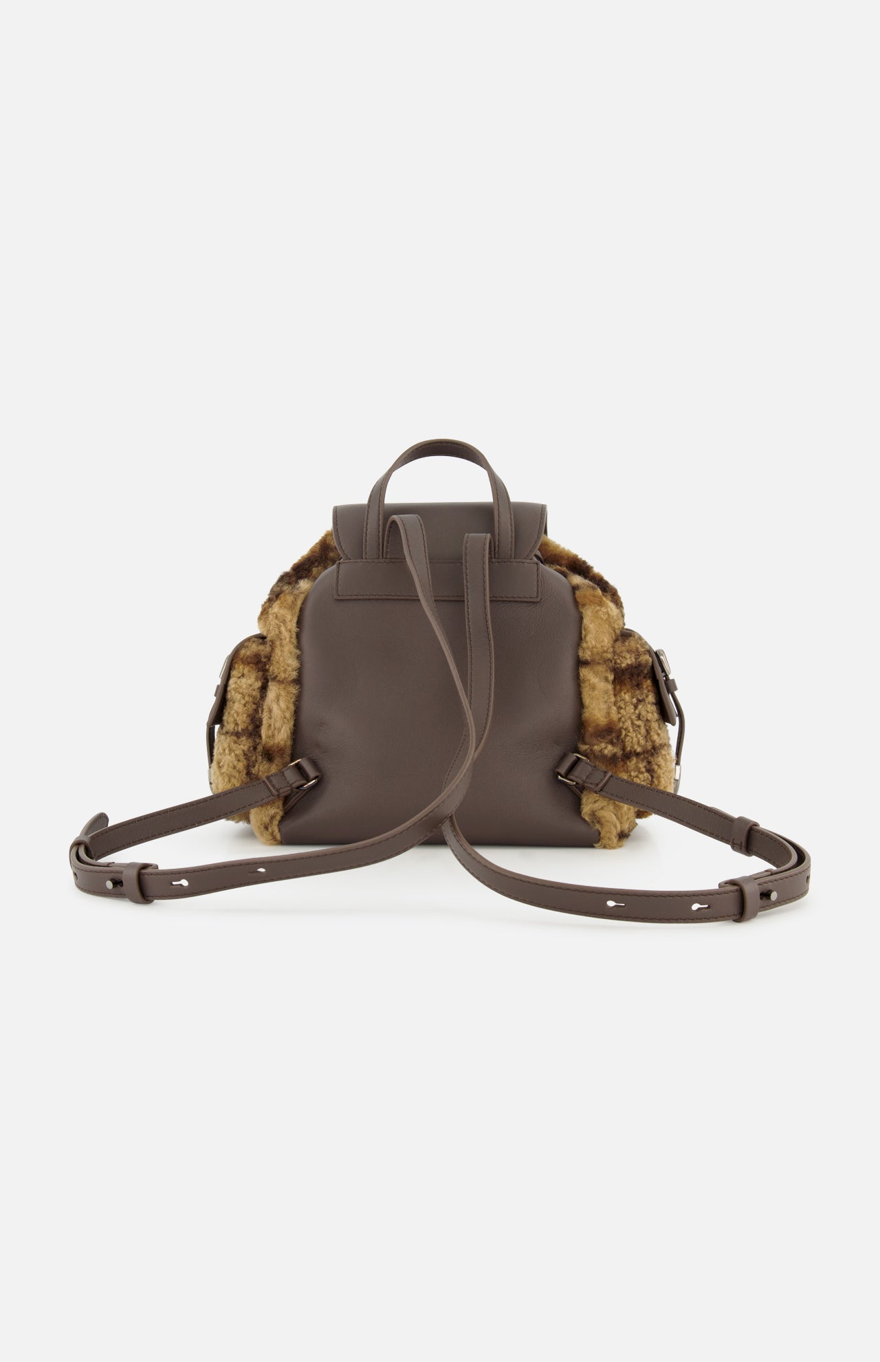 Brunello Cucinelli Tartan Curly Shearling Backpack - Image 3