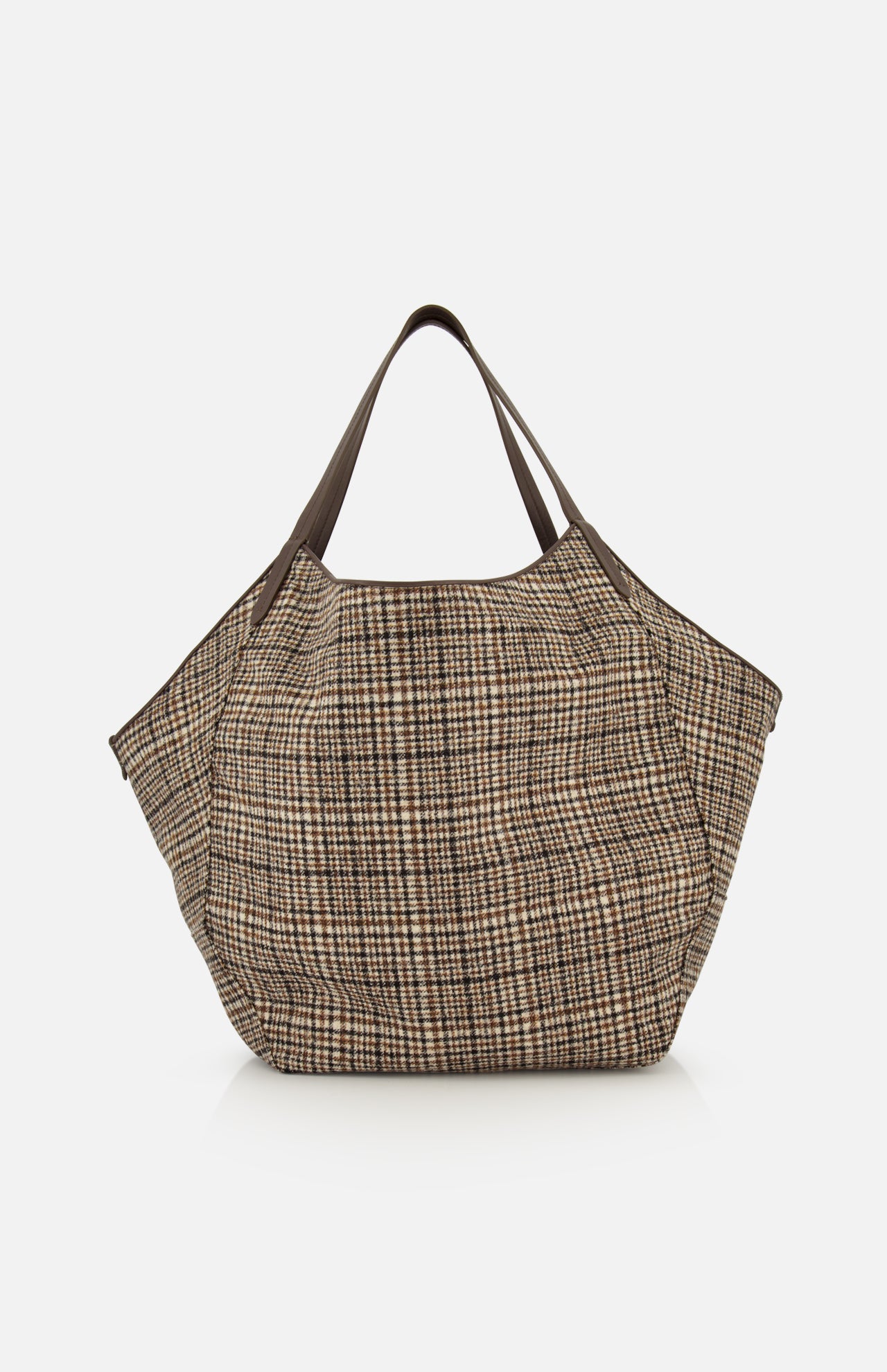 Wool Check & Suede Large Reversible Bag - Image 2