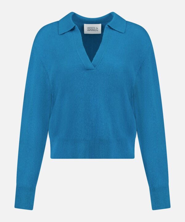 Cashmere Open Collar Polo Top