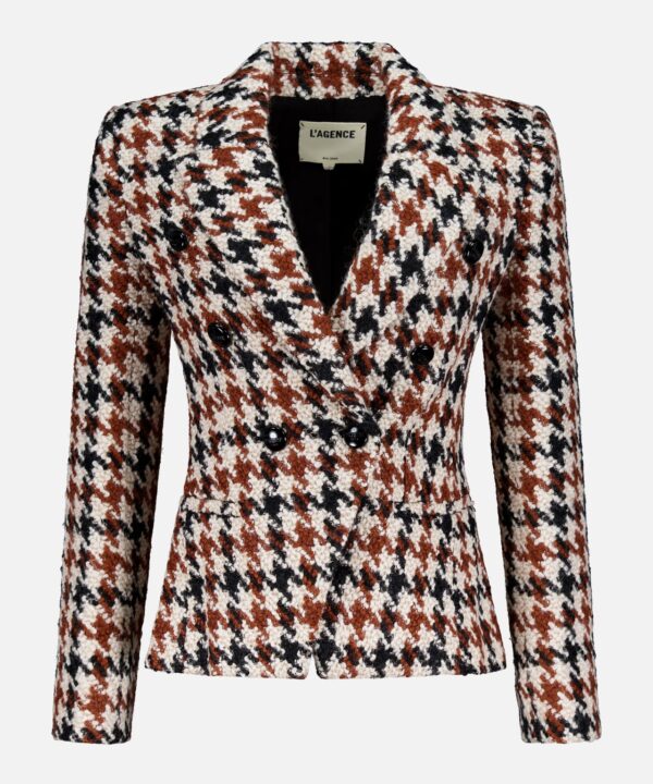 Marie Double Breasted Houndstooth Blazer
