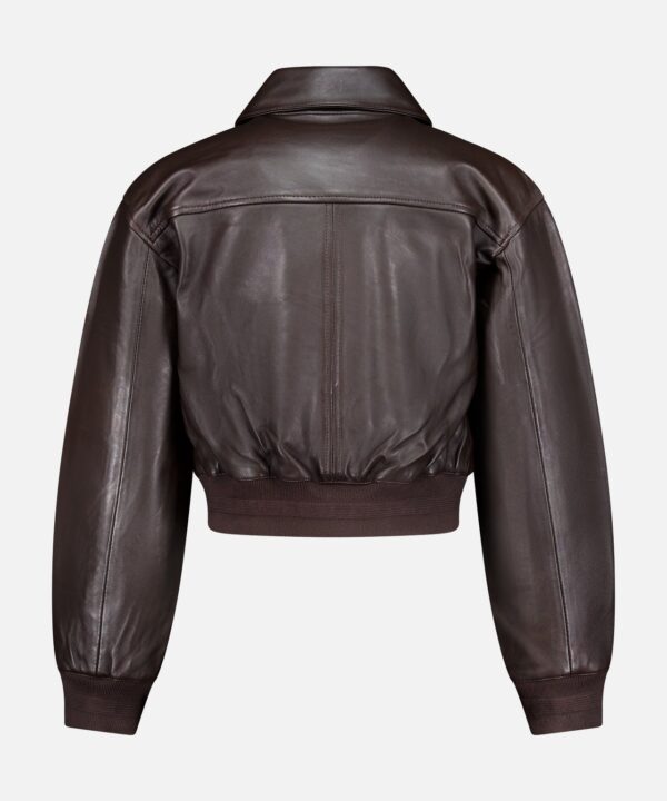 Clotilde Leather Bomber Jacket - Image 3