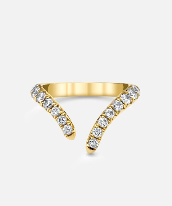 French Pavé Diamond Tusk Ring