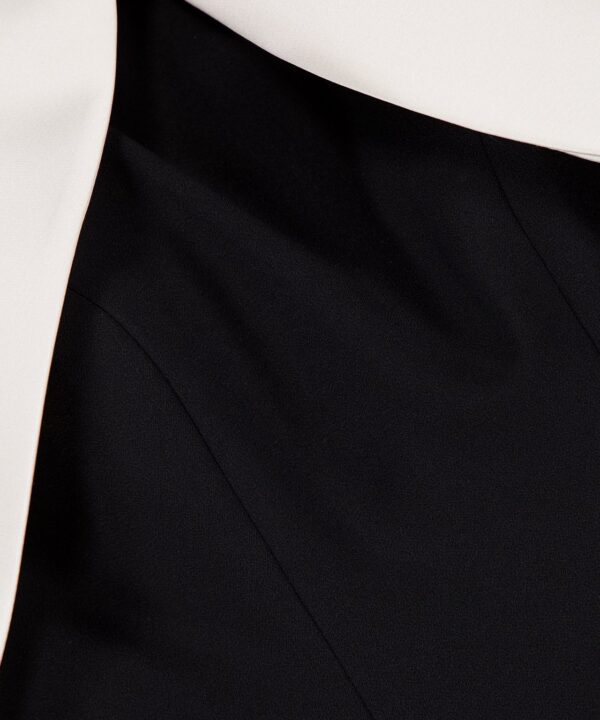 Alternative view of Crepe And Satin Pearl Strap Gown