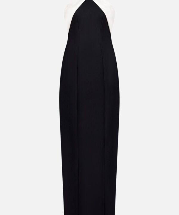 Crepe And Satin Pearl Strap Gown