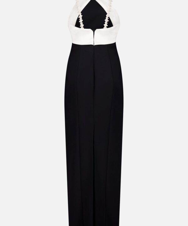 Crepe And Satin Pearl Strap Gown - Image 3
