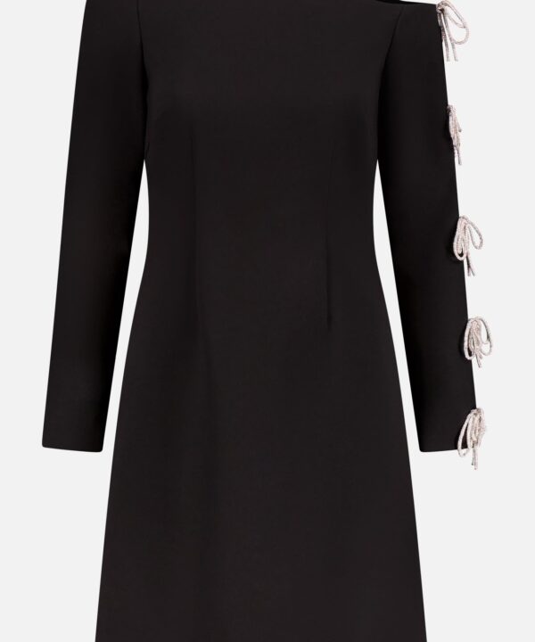 Crepe Mini Dress with Crystal Bows