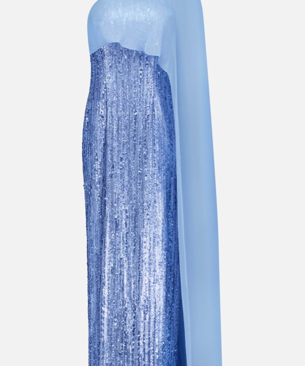 Chiffon Overlay Sequin Gown