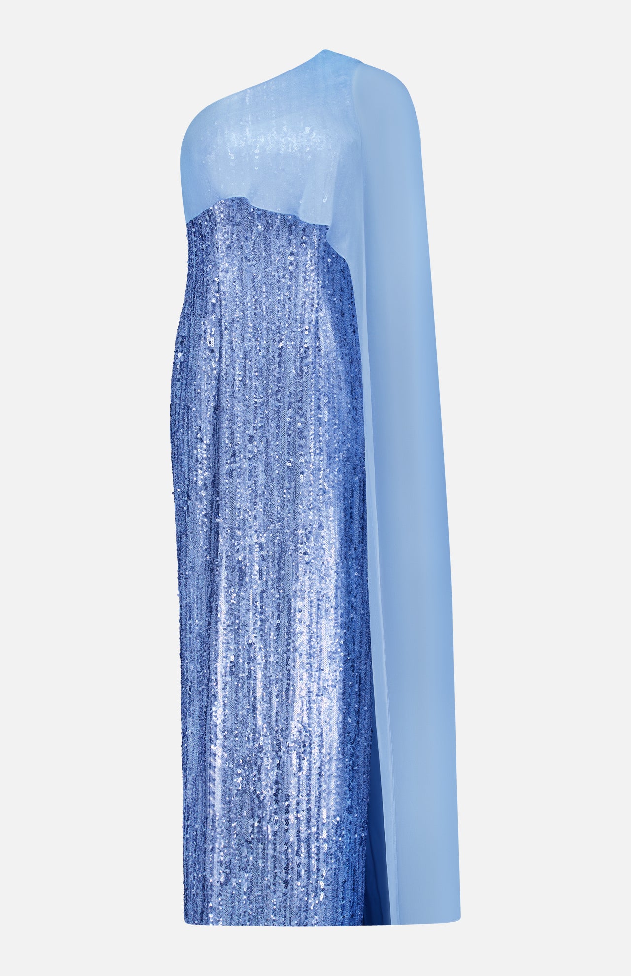 Chiffon Overlay Sequin Gown