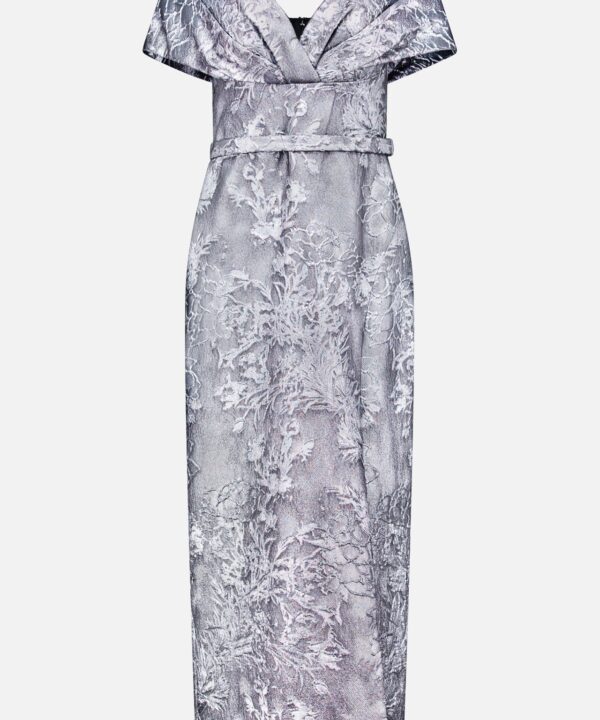 Glossy Floral Jacquard Gown