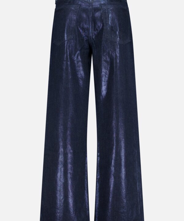 Logan Shiny Wide Leg Pant in Dark Rinse Foil - Image 5