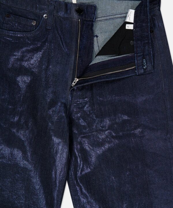 Logan Shiny Wide Leg Pant in Dark Rinse Foil - Image 3