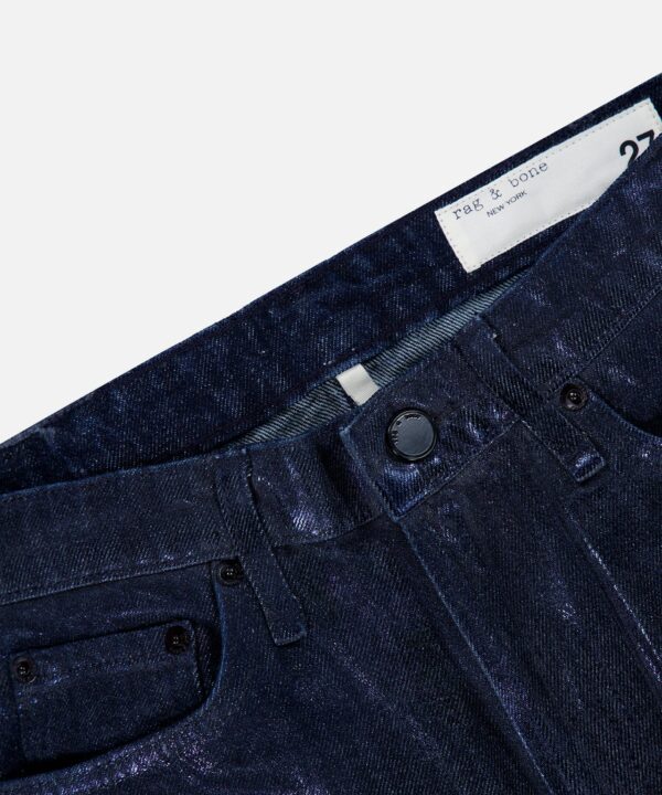 Alternative view of Logan Shiny Wide Leg Pant in Dark Rinse Foil