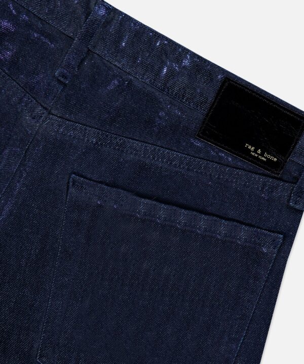 Logan Shiny Wide Leg Pant in Dark Rinse Foil - Image 4