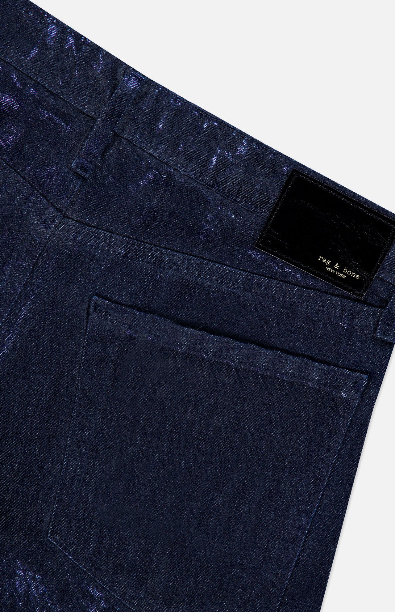 Logan Shiny Wide Leg Pant in Dark Rinse Foil - Image 4