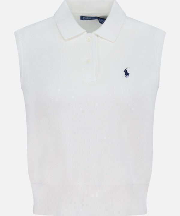 Cotton Sleeveless Polo Pullover Sweater