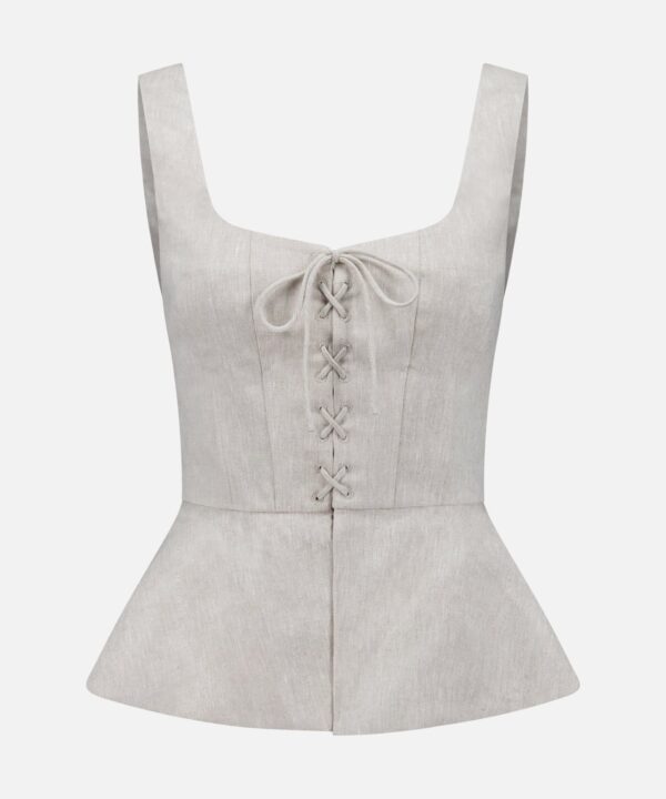 Catalan Lace Front Linen Top