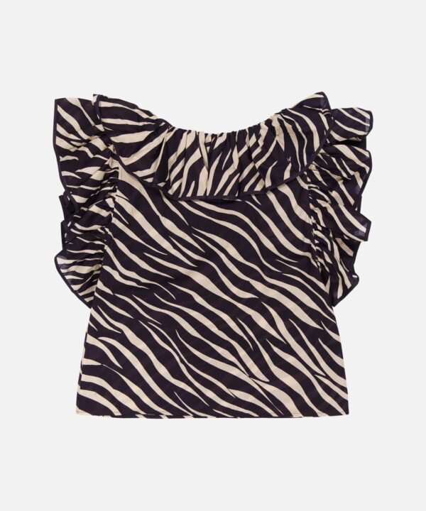 Aubrey Zebra Print Ruffle Top - Image 3