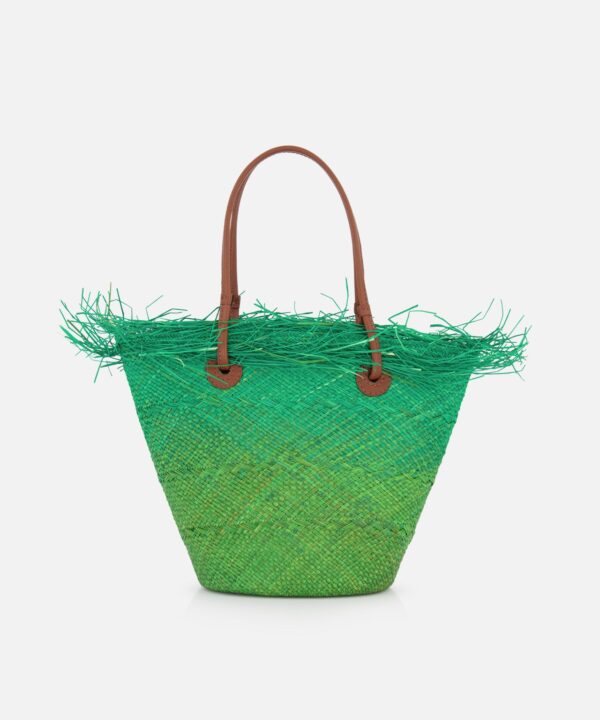 Baby Ombre Basket with Frayed Border Bag
