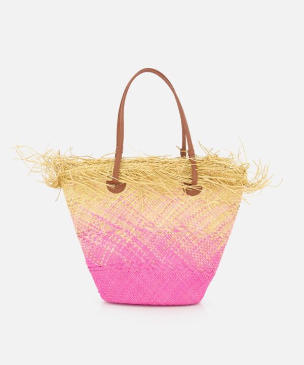 Baby Ombre Basket with Frayed Border Bag
