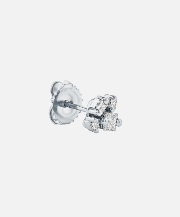 Alternative view of 18KW Princess Diamond Cluster Stud Earrings
