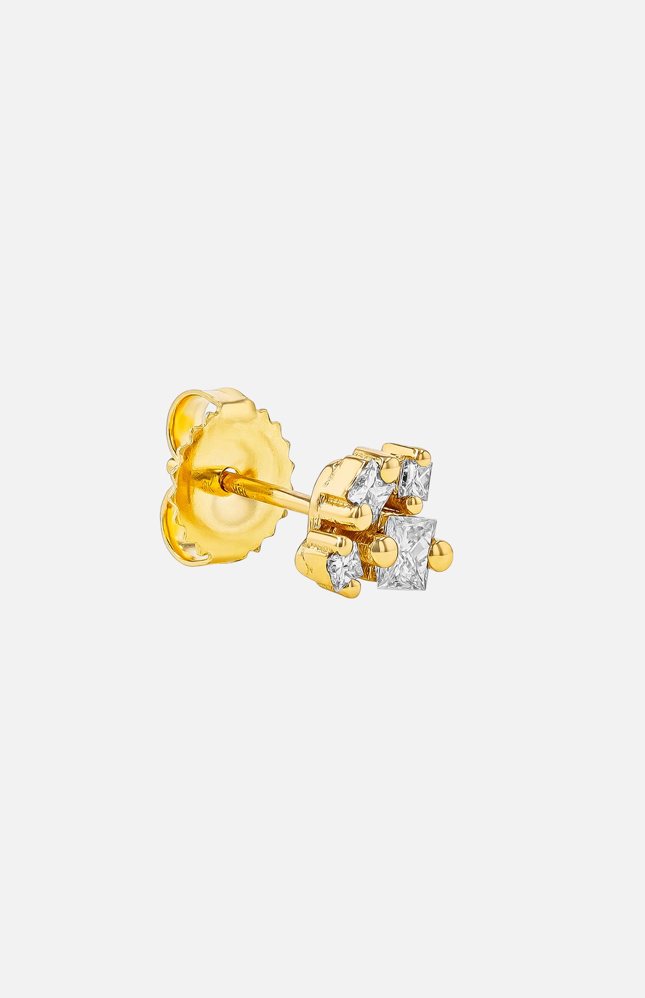 18KY Princess Diamond Cluster Stud Earrings - Image 2
