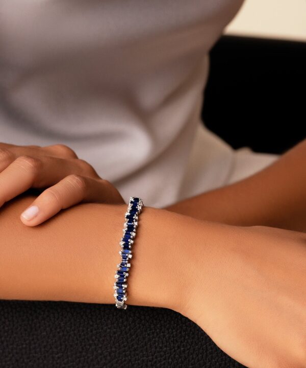 Alternative view of Dark Blue Sapphire Baguette Flexible Bracelet