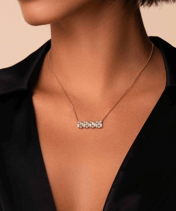 Alternative view of Audrey White Diamond Shimmer Bar Pendant