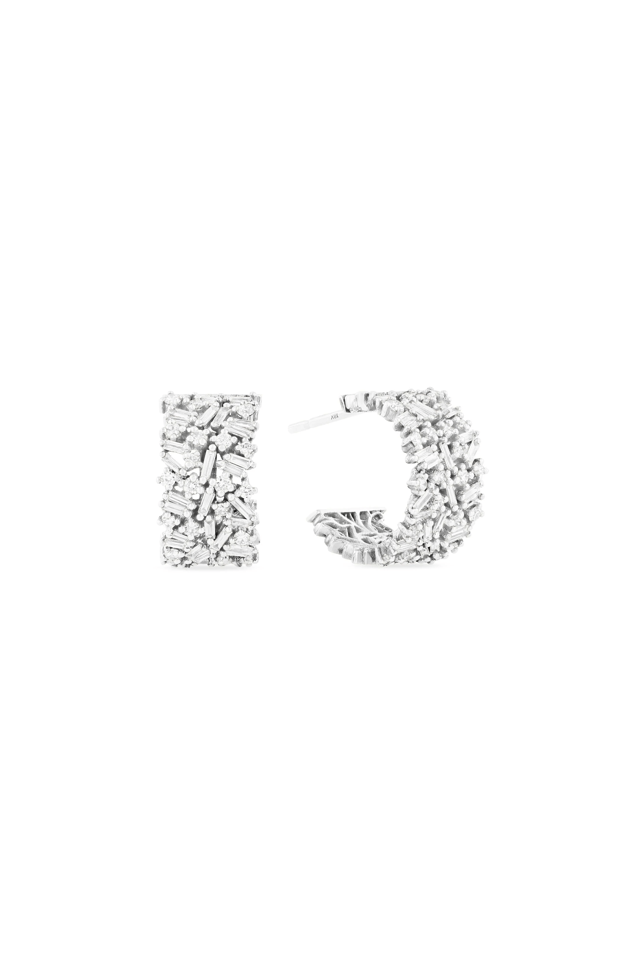Fireworks Small White Diamond Hoops - Image 2