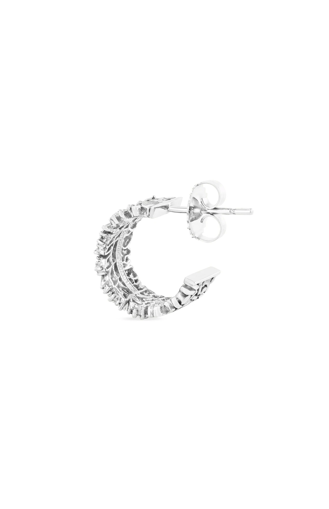Fireworks Small White Diamond Hoops - Image 3