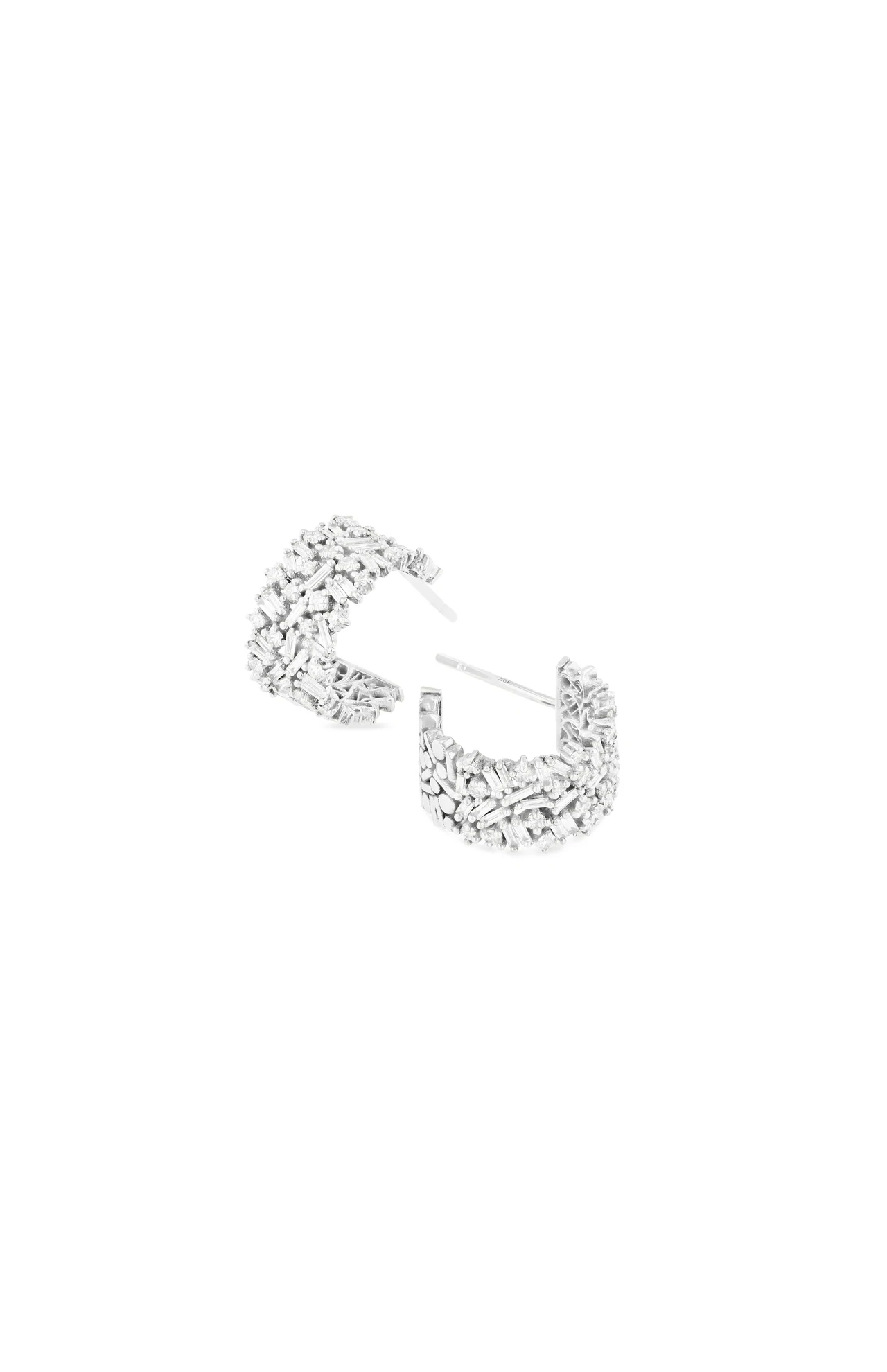 Fireworks Small White Diamond Hoops