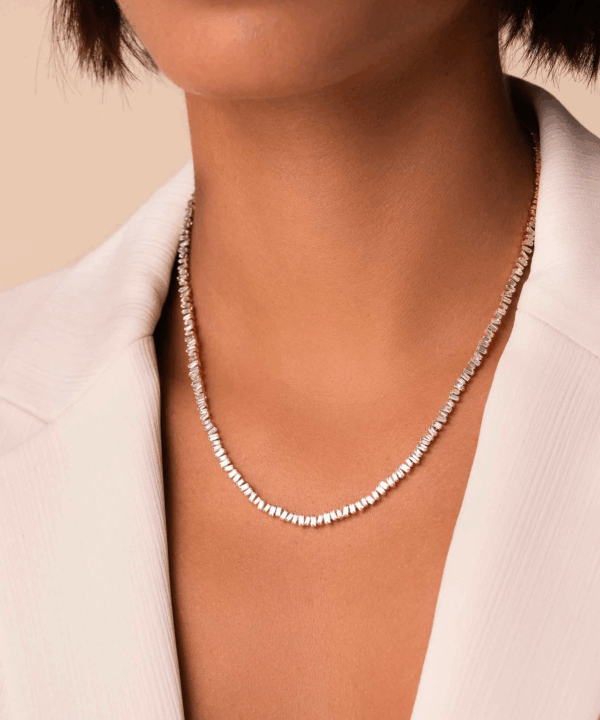 Alternative view of Mini Baguette Diamond Tennis Necklace