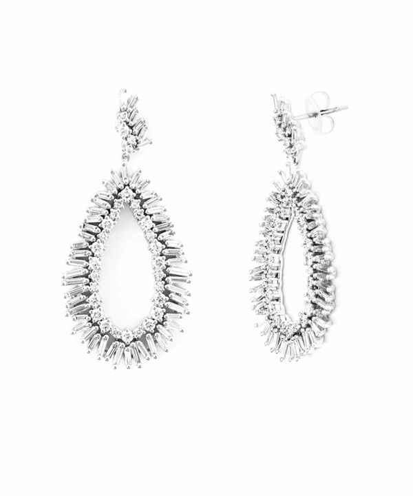 White Diamond Baguette Earrings