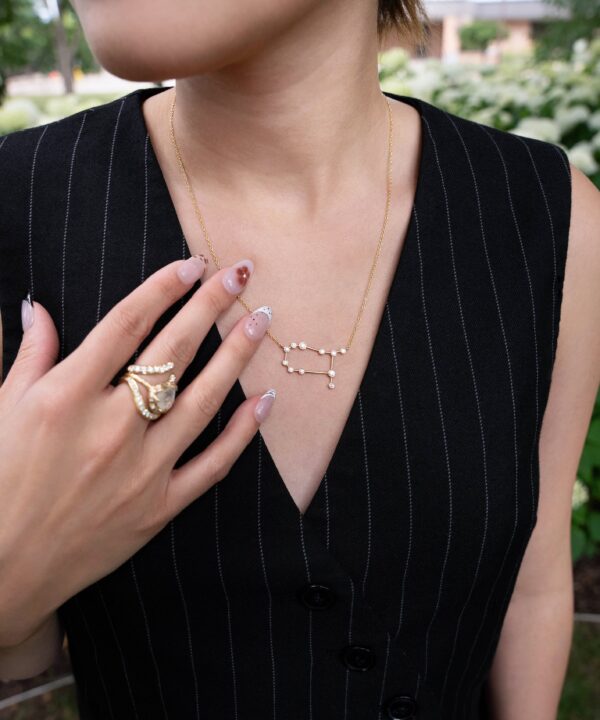 Alternative view of Gemini Diamond Constellation Necklace
