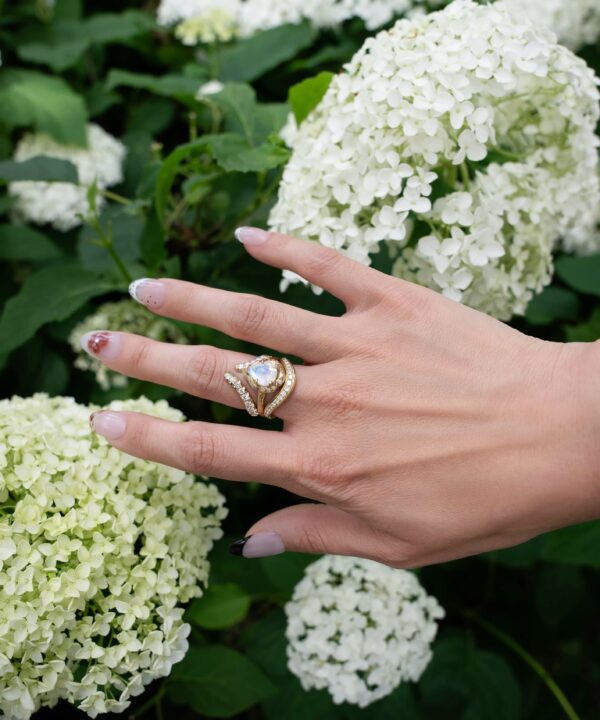 French Pavé Diamond Tusk Ring - Image 3