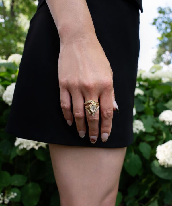 Alternative view of French Pavé Diamond Tusk Ring