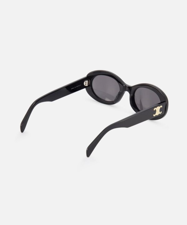 Oval Grey Lens Black Sunglasses - Image 3