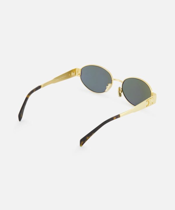 Oval Metal Gold Sunglasses - Image 3