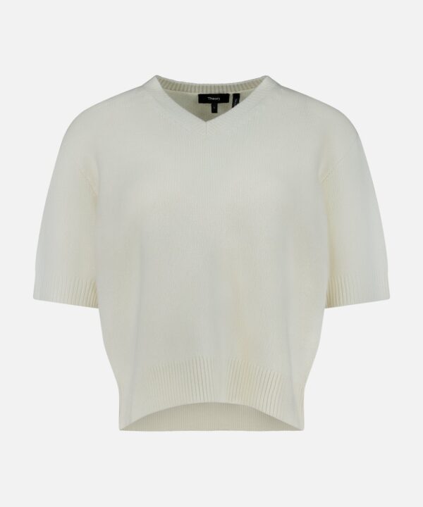 Cashmere Cropped V-Neck T-Shirt