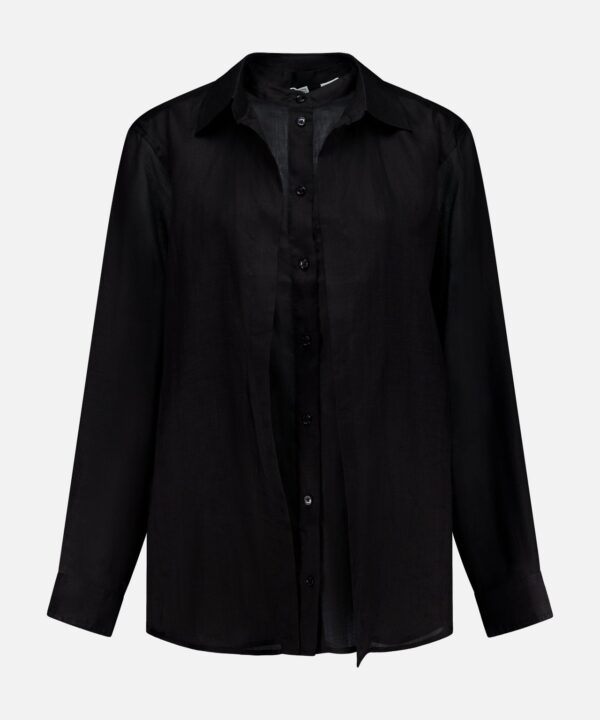 Double Collar Semi-sheer Shirt