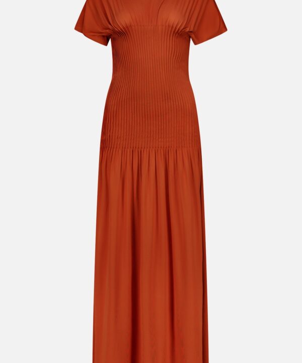 Knife-Pleated Jersey Maxi Dress