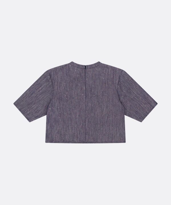Ex Cropped Sequin Denim T Shirt - Image 3